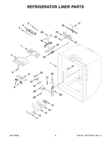 Refrigerator Liner Parts Diagram and Parts List for WRF535SWHW10  Whirlpool Refrigerator