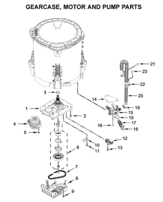 Gearcase, Motor And Pump Parts Diagram and Parts List for 11031312020  Kenmore Washer