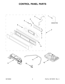 Control Panel Parts Diagram and Parts List for YKOSC504PPS00  KitchenAid Wall Oven