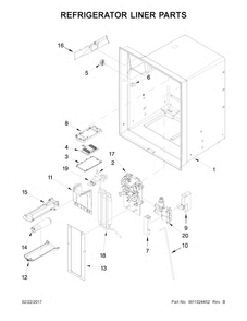 Refrigerator Liner Parts Diagram and Parts List for WRX735SDBM03  Whirlpool Refrigerator