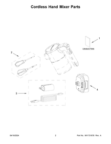 Cordless Hand Mixer Parts Diagram and Parts List for 5KHMR762BM0  KitchenAid Mixer