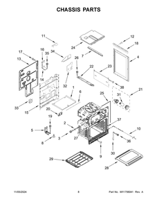 05 - Chassis Parts Diagram and Parts List for KFGD500EWH11  Whirlpool Range