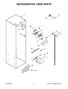 Refrigerator Liner Parts Diagram and Parts List for KBSD702MPS00  KitchenAid Refrigerator