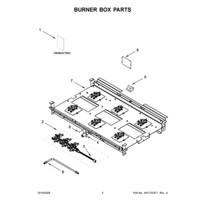 Burner Box Parts Diagram and Parts List for KFGC506JMB07  KitchenAid Range