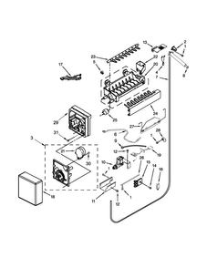 Icemaker Parts Diagram and Parts List for KSSC48FTS18  KitchenAid Refrigerator