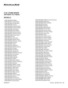 Cover Sheet Diagram and Parts List for KSM150EPER0  KitchenAid Mixer