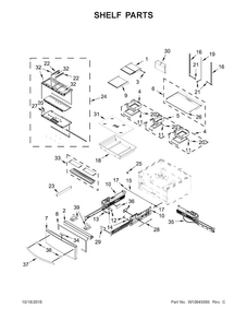 Shelf Parts Diagram and Parts List for WRX988SIBW01  Whirlpool Refrigerator