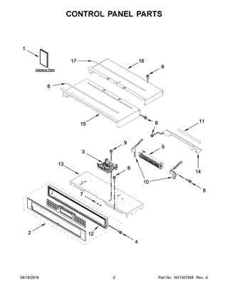 Control Panel Parts Diagram and Parts List for KOST107ESS03  Whirlpool Wall Oven