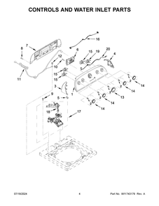 03 - Controls And Water Inlet Parts Diagram and Parts List for 2DWTW4845EW3  Whirlpool Washer