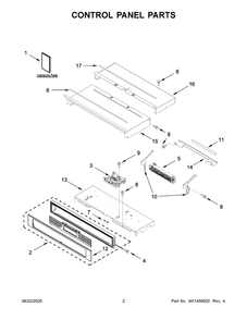 Control Panel Parts Diagram and Parts List for KOSE507EBL05  Whirlpool Microwave Oven Combo
