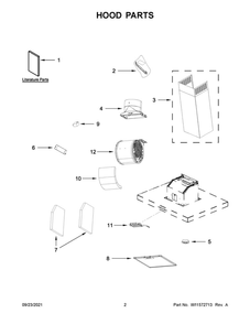Hood Parts Diagram and Parts List for WVW57UC0FS3  Whirlpool Range Hood