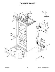 02 - Cabinet Parts Diagram and Parts List for WRMF7736PV01  Whirlpool Refrigerator