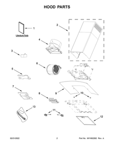 Hood Parts Diagram and Parts List for WVW51UC0LS0  Whirlpool Range Hood
