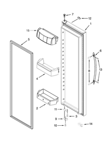 Refrigerator Door Parts Diagram and Parts List for WRS586FIDH00  Whirlpool Refrigerator