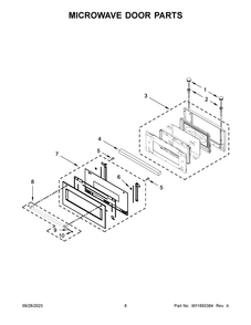 Microwave Door Parts Diagram and Parts List for KOCE900HSS23  KitchenAid Microwave Oven Combo