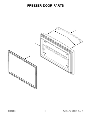 Freezer Door Parts Diagram and Parts List for WRFA32SMHZ01  Whirlpool Refrigerator