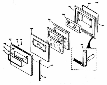 Lower Oven Door Diagram and Parts List for 8504277340  Kenmore Range