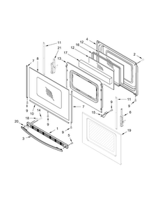 Door Parts Diagram and Parts List for WFC340S0EB0  Whirlpool Range