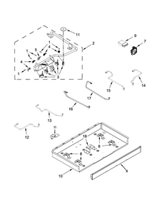 Burner Box, Gas Valves And Switch Parts Diagram and Parts List for KCGS350ESS00  KitchenAid Cooktop