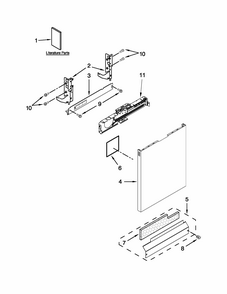 Door And Panel Parts Diagram and Parts List for 66513263K114  Kenmore Dishwasher