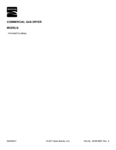 Cover Sheet Diagram and Parts List for 11091942710  Kenmore Dryer