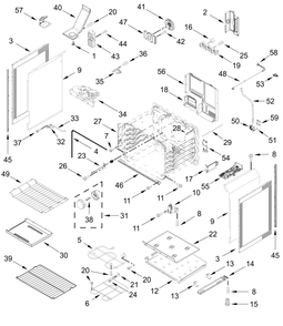 Chassis Parts Diagram and Parts List for YKFES530SPS0  Whirlpool Range