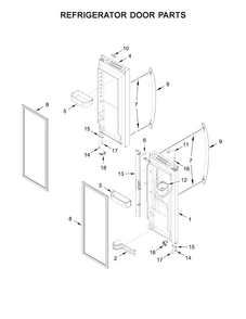 Refrigerator Door Parts Diagram and Parts List for WRX735SDBE02  Whirlpool Refrigerator