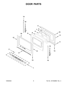Door Parts Diagram and Parts List for WEG515S0LB4  Whirlpool Range