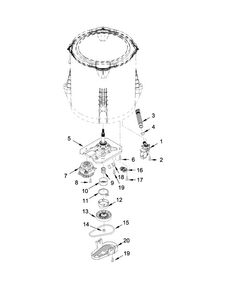 Gearcase, Motor And Pump Parts Diagram and Parts List for 1CWTW4800YQ2  Whirlpool Washer