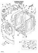 CABINET PARTS Diagram and Parts List for WGD8500SR0  Whirlpool Dryer