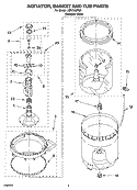 AGITATOR, BASKET AND TUB PARTS Diagram and Parts List for LSR7300PQ2  Whirlpool Washer
