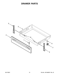 Drawer Parts Diagram and Parts List for WFG550S0HW2  Whirlpool Range