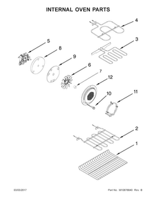 Internal Oven Parts Diagram and Parts List for WGE745C0FS00  Whirlpool Range
