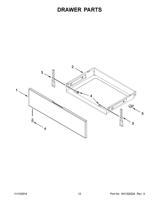 Drawer Parts Diagram and Parts List for WFG525S0HZ1  Whirlpool Range