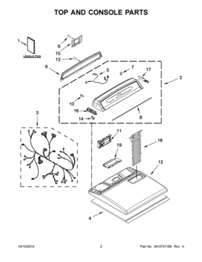 Part Location Diagram of W10662517 Whirlpool PANEL-CNTL
