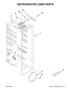 Refrigerator Liner Parts Diagram and Parts List for WRS335FDDM01  Whirlpool Refrigerator