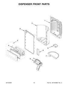 Dispenser Front Parts Diagram and Parts List for WRF757SDHZ01  Whirlpool Refrigerator