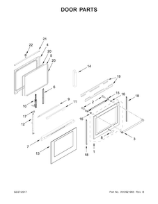 Door Parts Diagram and Parts List for KFGG500EBL2  KitchenAid Range