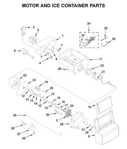 Motor And Ice Container Parts Diagram and Parts List for 10650042714  Kenmore Refrigerator