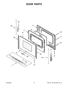 Door Parts Diagram and Parts List for WFE505W0JS1  Whirlpool Range