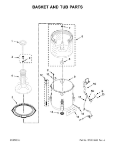 Basket And Tub Parts Diagram and Parts List for 3DWTW4740YQ1  Whirlpool Washer