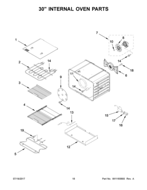 10 - 30" INTERNAL OVEN PARTS Diagram and Parts List for KDRS483VBU01  Whirlpool Range