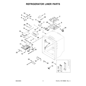 Refrigerator Liner Parts Diagram and Parts List for KRFF577KBS06  KitchenAid Refrigerator