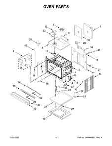 Oven Parts Diagram and Parts List for JJW2827IM01  Whirlpool Wall Oven