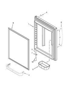 Refrigerator Door Parts Diagram and Parts List for WRB329DFBB00  Whirlpool Refrigerator