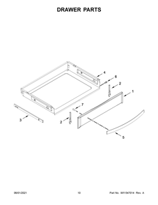 Drawer Parts Diagram and Parts List for WEG750H0HV1  Whirlpool Range