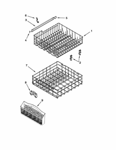 Upper And Lower Rack And Track Parts Diagram and Parts List for 66517749K016  Kenmore Dishwasher