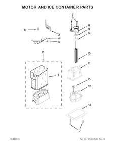 Motor And Ice Container Parts Diagram and Parts List for KSSC48QVS06  KitchenAid Refrigerator