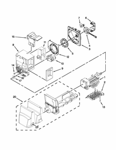 Motor And Ice Container Parts Diagram and Parts List for 59679242015  Kenmore Refrigerator