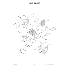 Unit Parts Diagram and Parts List for WRSF5536RZ00  Whirlpool Refrigerator